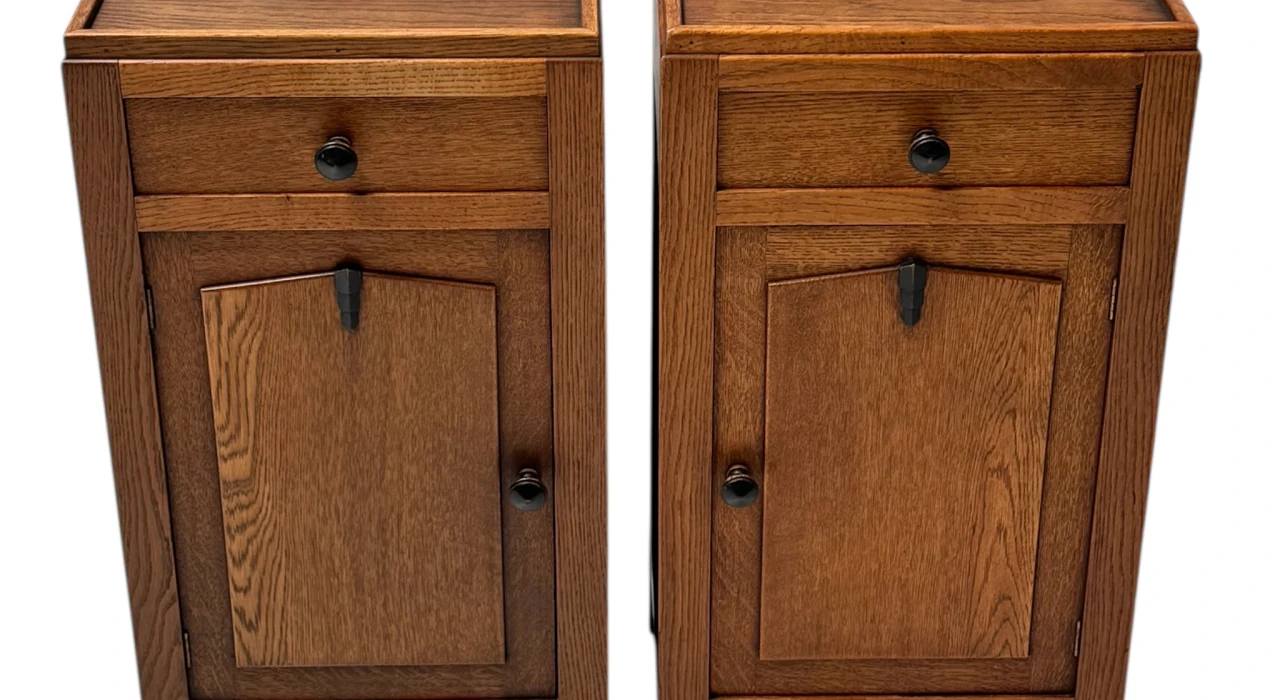 Two Art Deco Amsterdamse School Nightstands or Bedside Tables, 1920s